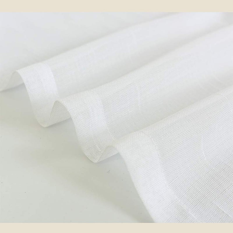 Randall Off White Faux Linen Sheer Curtain with 8 Metal Grommets Open Weave Window Treatment Drape for Living Room & Bedroom,Modern Privacy & Light Filtering & Light Drapes Curtains 2 Panels, 108Inch - Image 3